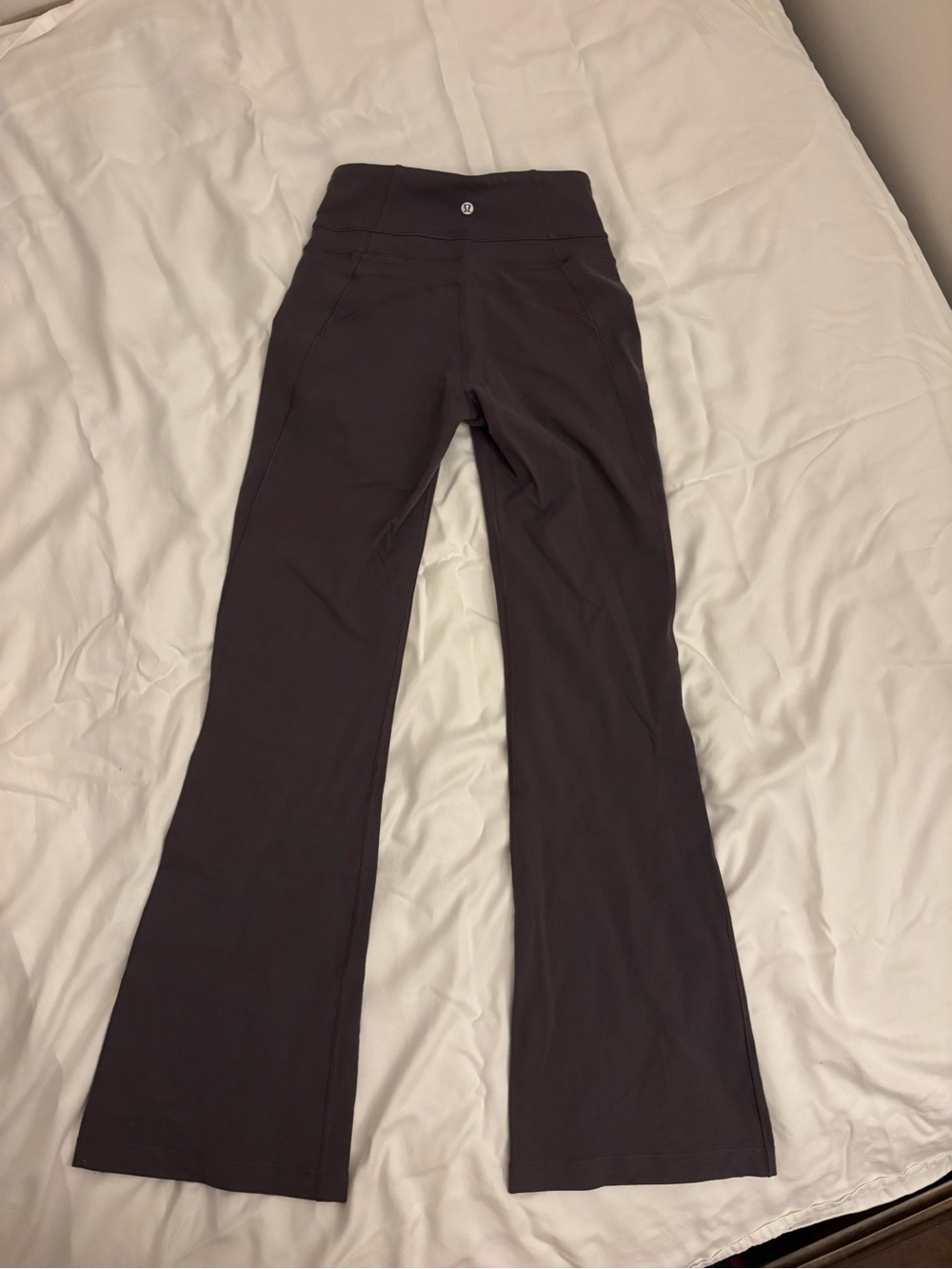 lululemon athletica lavender gray vintage flare yoga pant legging thick fabric